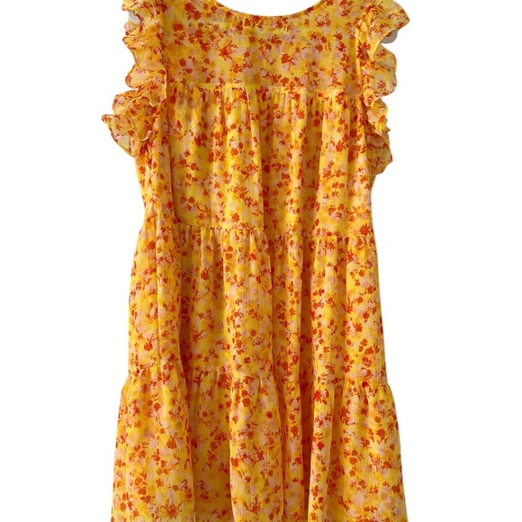 Marie Oliver Sailor Dress, Yellow Floral. Looks NEW! Ruffle  cap sleeves. - Picture 3 of 13